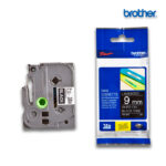 Cinta Brother TZE-325 Blanca sobre Negro 9mm (3/8") x 8 mts.