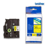 Cinta Brother TZE-661 Negro sobre Amarillo 36mm (1.5") x 8 mts.
